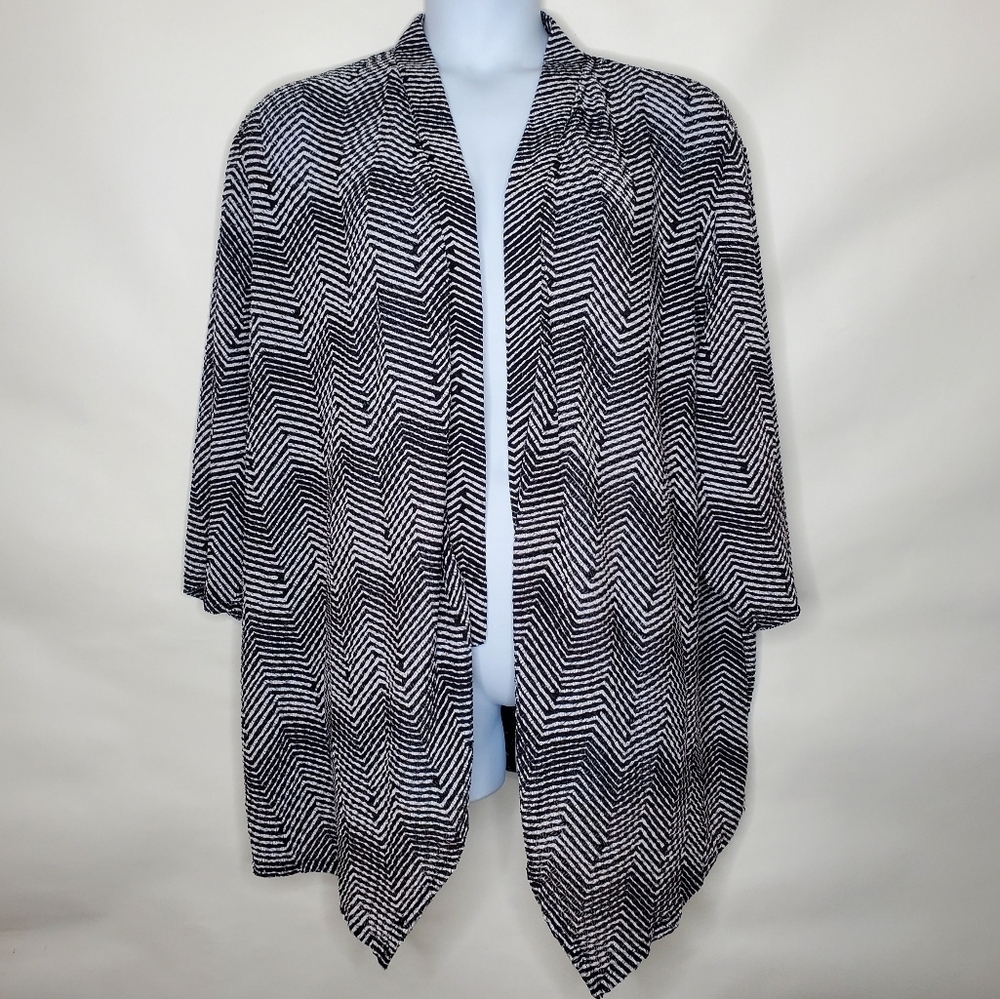 NEW Catherines Chevron Stripe Open Front Stretch Cardigan Size 5X Asymmetric Hem